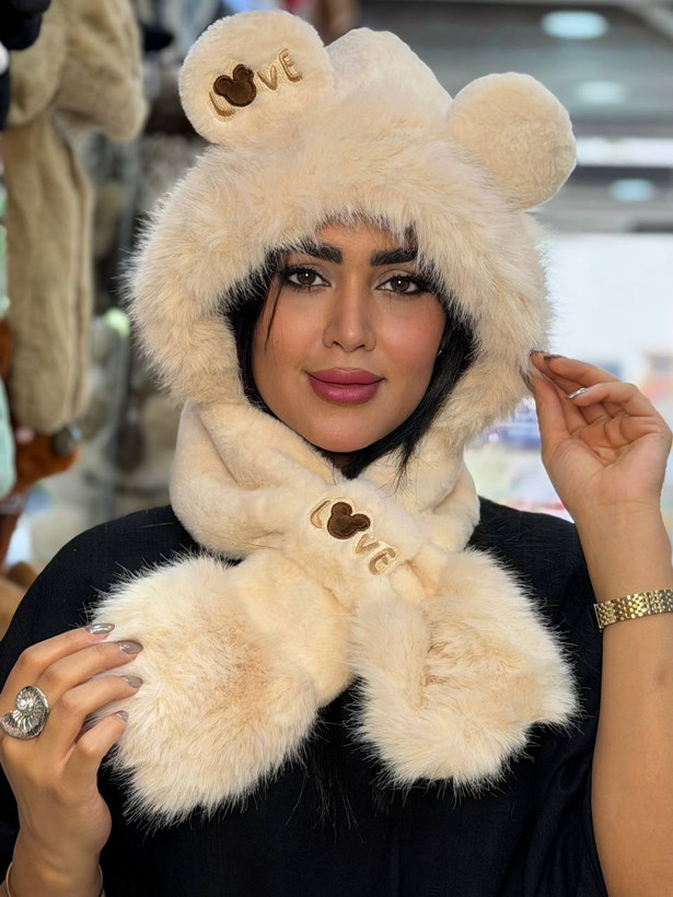 کلاه بزرگسال دورو شالدار خزدار