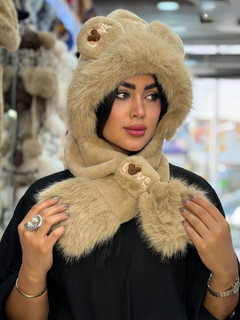 کلاه بزرگسال دورو شالدار خزدار