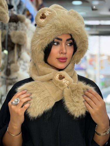 کلاه بزرگسال دورو شالدار خزدار
