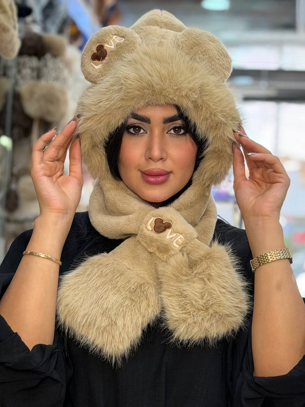 کلاه بزرگسال دورو شالدار خزدار